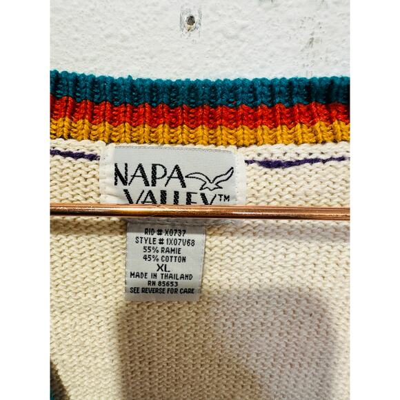 Vintage Napa Valley Rainbow Aztec Copper Button Sweater Vest Size Extra Large - Picture 6 of 9